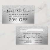 化粧の銀のグリッターグラデーションなホイルの共有愛 紹介カード (正面/裏面)