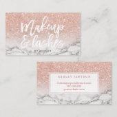 化粧の鞭のタイポグラフィのばら色の金ゴールドのグリッターの大理石 名刺 (正面/裏面)