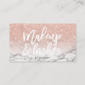 化粧の鞭のタイポグラフィのばら色の金ゴールドのグリッターの大理石 名刺 (正面)