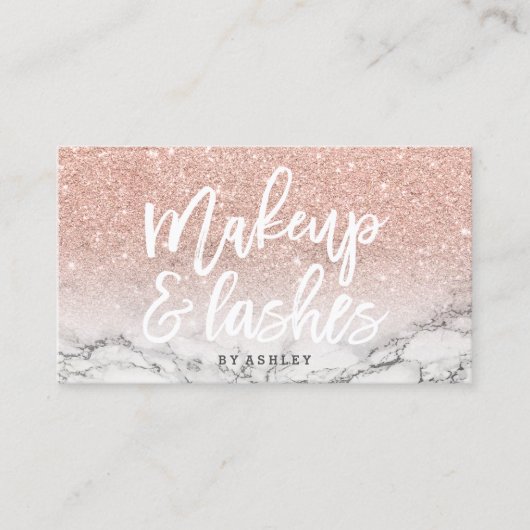 化粧の鞭のタイポグラフィのばら色の金ゴールドのグリッターの大理石 名刺 (正面)