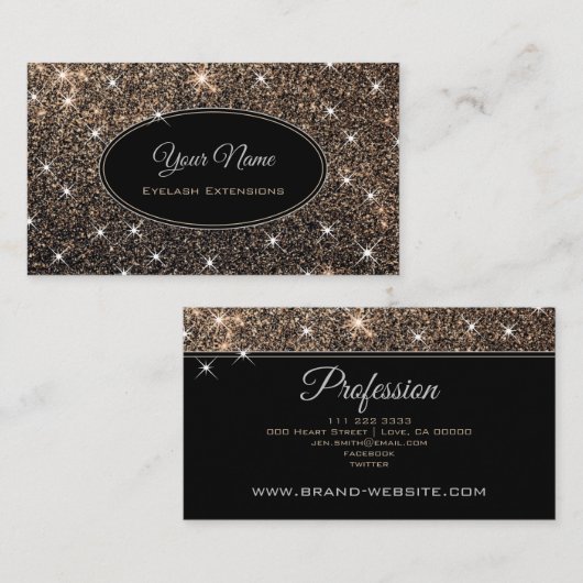 化粧まつげアーティストルミニュス金ゴールドグリッタースター 名刺 (正面/裏面)