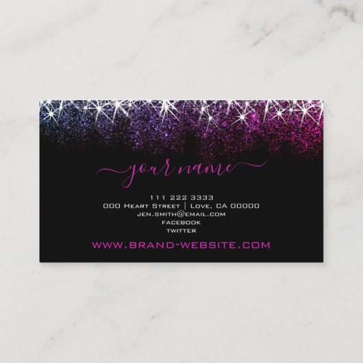 化粧まつげアーティスルミナスピンクパープルグリッター 名刺 (裏面)