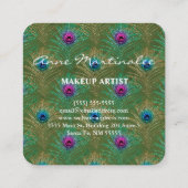 化粧アーティストグリッターピーコックフェザーズグリーン スクエア名刺 (裏面)