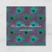 化粧アーティストグリッターピーコックフェザー スクエア名刺 (正面)