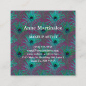 化粧アーティストグリッターピーコックフェザー スクエア名刺 (裏面)