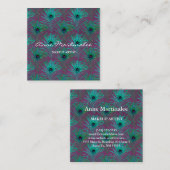 化粧アーティストグリッターピーコックフェザー スクエア名刺 (正面/裏面)