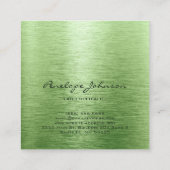 化粧アーティストグリーンブラシ仕上げメタルグラム スクエア名刺 (裏面)