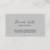 化粧アーティストグレー&金ゴールドタイポグラフィ美しいサロン 名刺 (裏面)