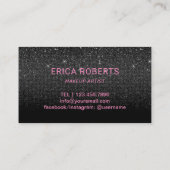 化粧アーティストシックネオンタイポグラフィブラックグリッター 名刺 (裏面)