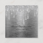 化粧アーティストシルバー滴下グリッターメタリック スクエア名刺 (裏面)