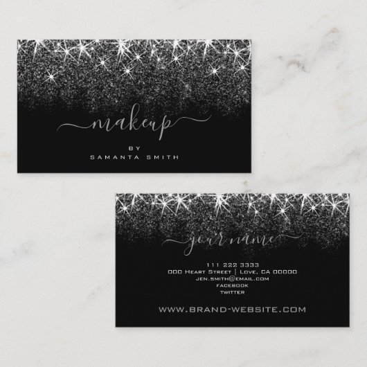 化粧アーティストトレンディールミナスシルバーグリッタースターズ 名刺 (正面/裏面)