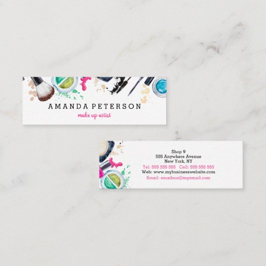 化粧アーティストトレンディー水色モダンスパサロン スキニー名刺 (正面/裏面)