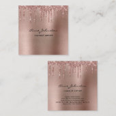 化粧アーティストバラ金ゴールドグリッターとスパークル スクエア名刺 (正面/裏面)