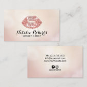 化粧アーティストバラ金ゴールドグリッターリップス美しいサロン 名刺 (正面/裏面)