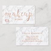 化粧アーティストバラ金ゴールドスクリプトエレガント大理石 名刺 (正面/裏面)