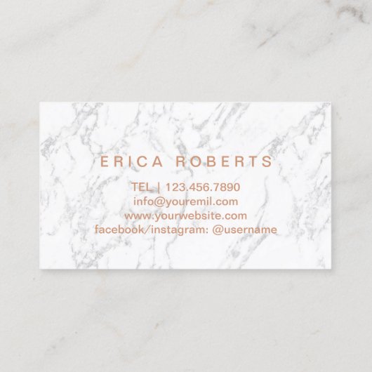 化粧アーティストバラ金ゴールドスクリプトエレガント大理石 名刺 (裏面)