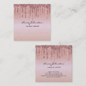 化粧アーティストバラ金ゴールドピンクグリッタードリップススパークル スクエア名刺 (正面/裏面)