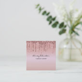 化粧アーティストバラ金ゴールドピンクグリッタードリップススパークル スクエア名刺 (スタンド正面)