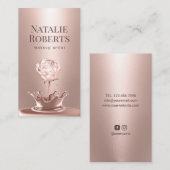 化粧アーティストバラ金ゴールドフラワースプラッシュ美しいサロン 名刺 (正面/裏面)