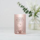 化粧アーティストバラ金ゴールドフラワースプラッシュ美しいサロン 名刺 (スタンド正面)