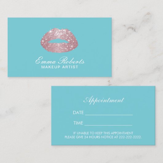 化粧アーティストバラ金ゴールドリップスエッグブルーアポイントメント 予約カード (正面/裏面)