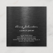 化粧アーティストブラックブラッシングメタル スクエア名刺 (裏面)