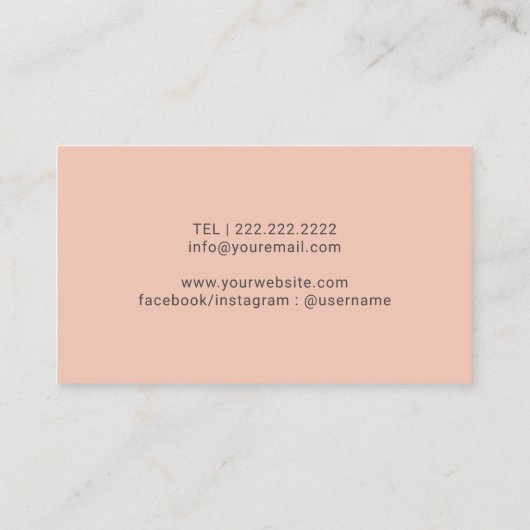 化粧アーティストヘアサロン赤面ピンク金ゴールド大理石 名刺 (裏面)