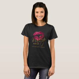 化粧アーティストホットピンクグリッターリップス Tシャツ