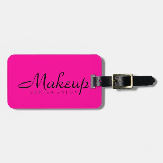 化粧アーティストホットピンク ラゲッジタグ (正面横)