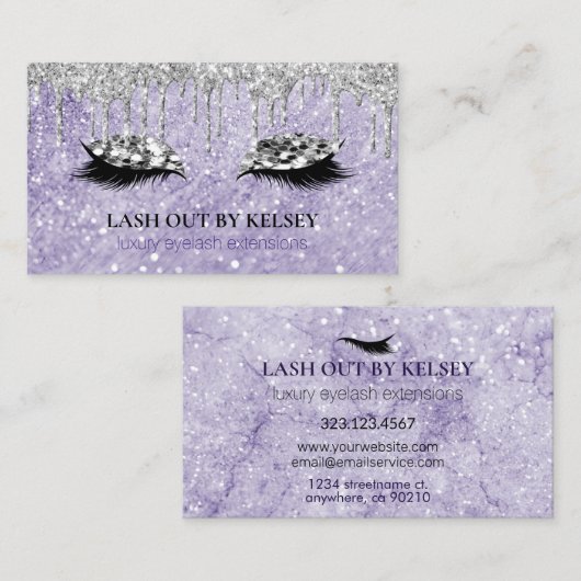 化粧アーティストラッシュアメジスト大理石グリッタードリップス 名刺 (正面/裏面)