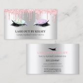 化粧アーティストラッシュシルバーオパールピンクグリッタードリップ 名刺 (正面/裏面)