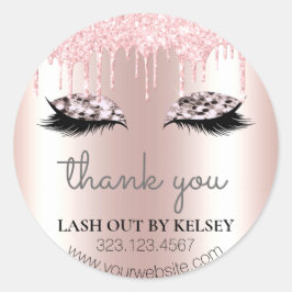 化粧アーティストラッシュバラクォーツグリッターピンクドリップ ラウンドシール