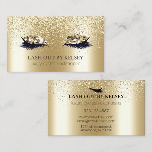 化粧アーティストラッシュ14k金ゴールドグラデーショングリッター塵 名刺 (正面/裏面)