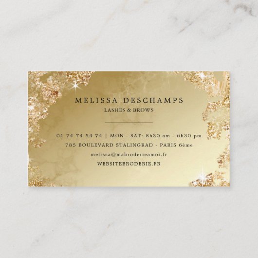 化粧アーティストルクセグリッター金ゴールドまつげ 名刺 (裏面)