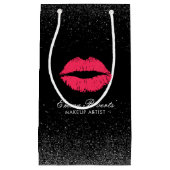 化粧アーティストレッドリップストレンディーブラックグリッターサロン スモールペーパーバッグ (正面)