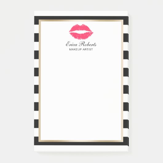 化粧アーティストレッドリップスモダンストライプ美しいサロン ポストイット (正面)