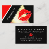 化粧アーティストレッドリップス金ゴールドラグジュアリー 名刺 (正面/裏面)
