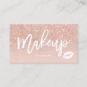 化粧アーティスト口唇タイポグラフィ赤面バラ金ゴールド 名刺 (正面)