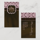 化粧アーティスト名刺ダマスクピンクブラウン 名刺 (正面/裏面)