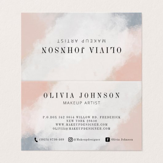 化粧アーティスト名刺赤面ピンククリームグレー 名刺 (外部フラット)