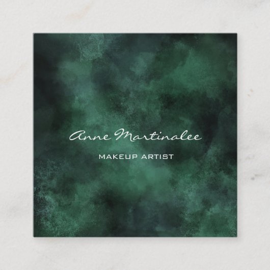 化粧アーティスト抽象芸術緑の四角い名刺 スクエア名刺 (正面)
