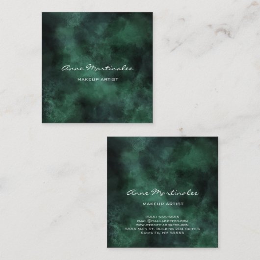 化粧アーティスト抽象芸術緑の四角い名刺 スクエア名刺 (正面/裏面)
