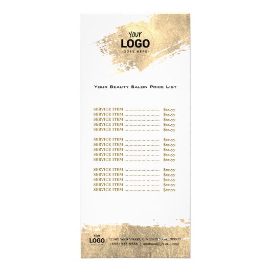 化粧アーティスト美しいサロンエステティシャン価格表 ラックカード (正面)