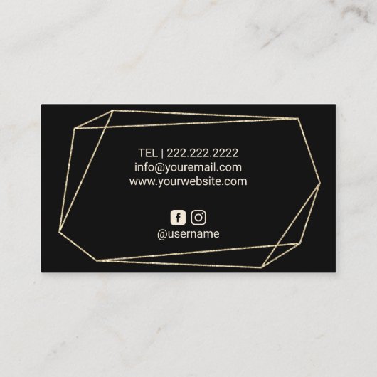 化粧アーティスト美容師ジオメトリブラック&金ゴールド 名刺 (裏面)