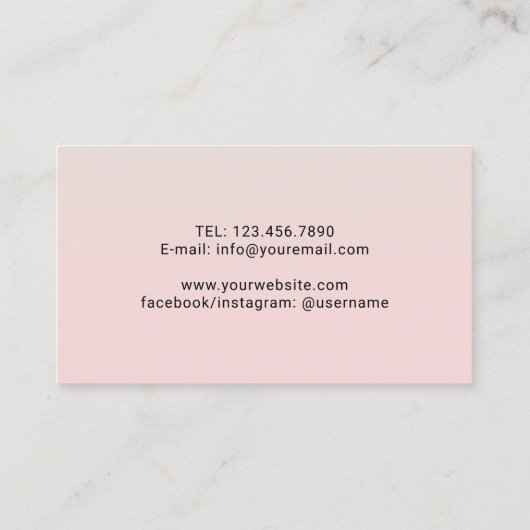 化粧アーティスト美容師パステルピンククイーンフォト 名刺 (裏面)