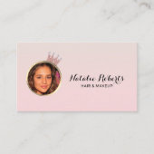 化粧アーティスト美容師パステルピンククイーンフォト 名刺 (正面)