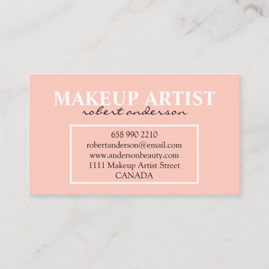 化粧アーティスト赤面のピンクはっきりしたシグネチャースクリプト 名刺 (裏面)