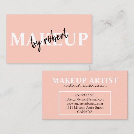 化粧アーティスト赤面のピンクはっきりしたシグネチャースクリプト 名刺 (正面/裏面)