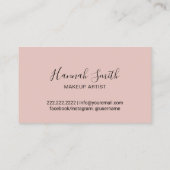 化粧アーティスト赤面ピンク&金ゴールド美しいサロン 名刺 (裏面)