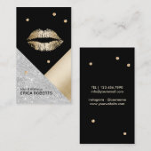 化粧アーティスト金ゴールドの唇の幾何モダンサロン 名刺 (正面/裏面)